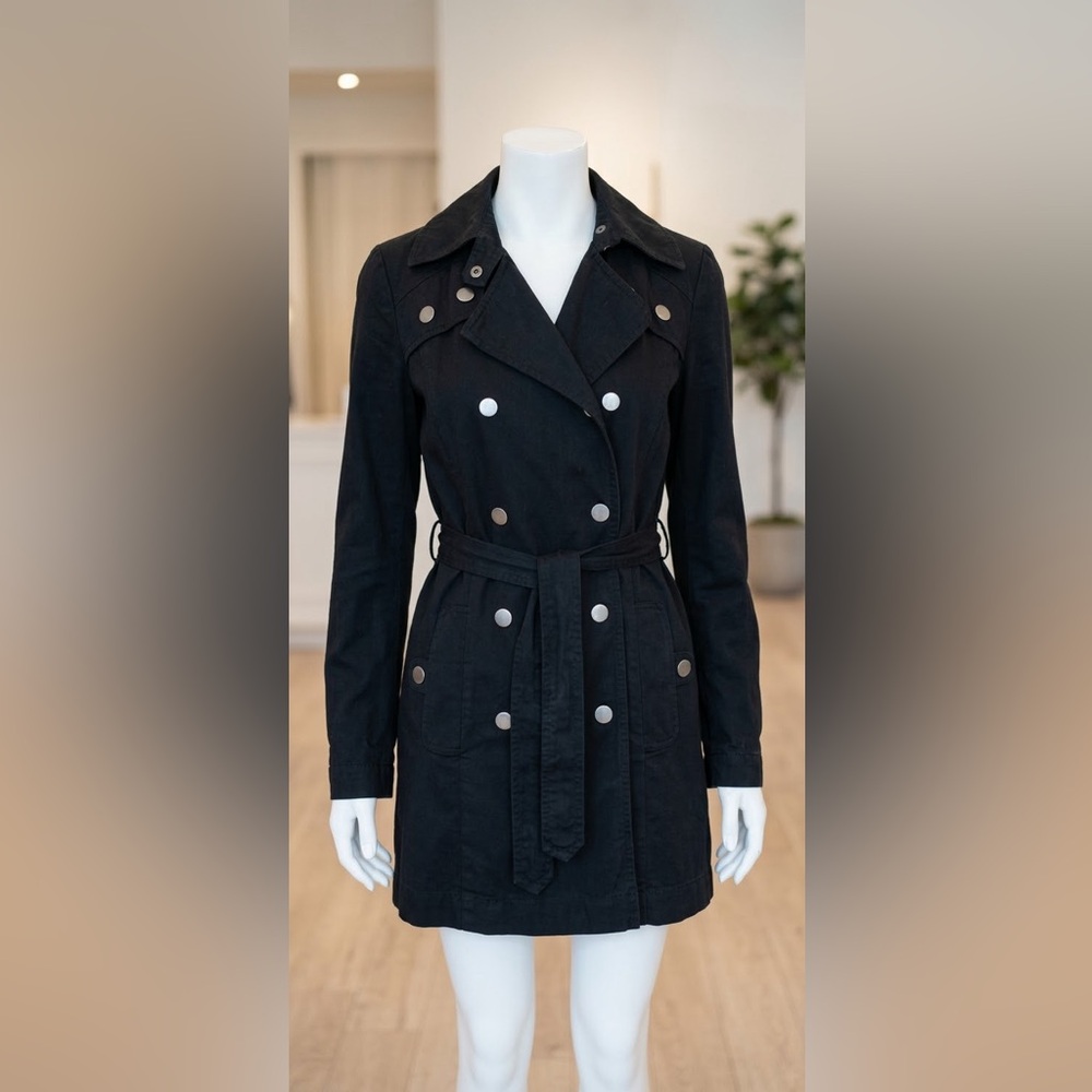 James Perse Womens Black Peacoat Utility Jacket Cotton Design 1 S Small